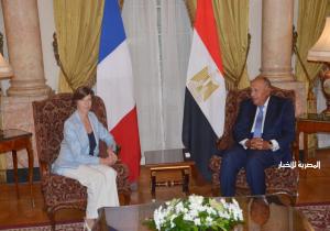 بدء الاجتماع الثنائي المغلق بين وزيري خارجية مصر وفرنسا بالقاهرة |صور