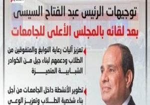 توجيهات الرئيس السيسى بعد لقائه بالمجلس الأعلى للجامعات.. إنفوجراف