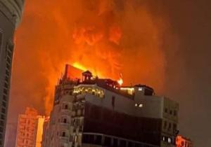 حريق في الطابق الأخير بفندق بانوراما بطنطا والدفع بسيارات إطفاء