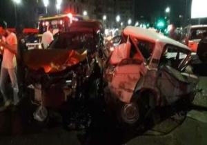 إصابة 11 شخصا فى حادث تصادم سيارتين بطريق اﻷوتوستراد فى المعصرة