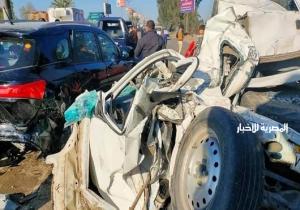 «تريلا » تدهس ٤ سيارات على طريق "أجا - المنصورة" وإصابة شخصين