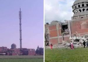 انهيار مئذنة مسجد تحت الإنشاء بسبب الرياح بإحدى قرى الدقهلية
