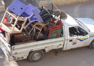 رفع وإزالة أكثر من 570 حالة إشغال طريق وتعد على الأرصفة بشوارع  الواسطى بنى سويف