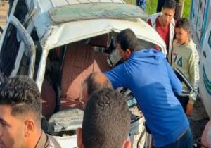 أسماء المصابين الـ 16 فى حادث انقلاب سيارة على طريق العمدان بكفر الشيخ / صور