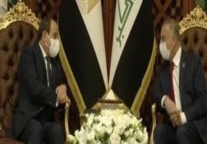 رئيس وزراء العراق يستقبل الرئيس السيسى بمطار بغداد الدولى