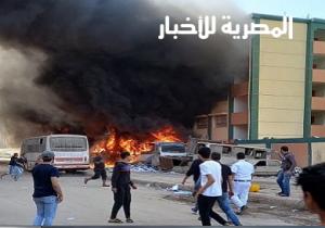 حريق هائل يلتهم 11 سيارة في شبرا الخيمة