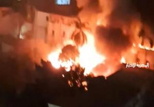 حريق هائل داخل أحد مباني المعامل المركزية لوزارة الصحة بالتحرير