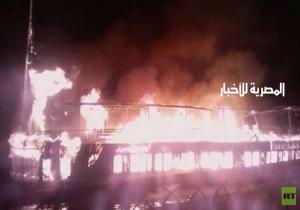 حريق ضخم يأتي على باخرة سياحية بالكامل بمحافظة الأقصر
