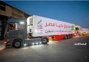 الهلال الأحمر الفلسطيني يتسلم 30 شاحنة مساعدات إنسانية من معبر رفح