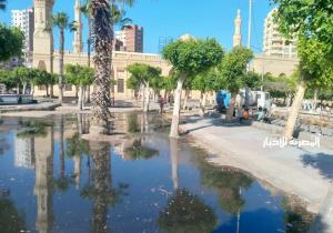 غمر الحدائق العامة بدسوق بالمياه لمنع المواطنين من التواجد بها |صور