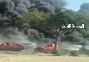 وزير البترول ومحافظ القاهرة يشرفان على إطفاء حريق طريق الإسماعيلية الصحراوي