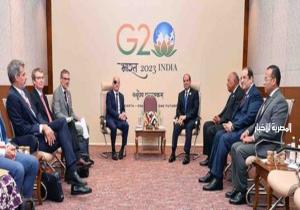 الرئيس السيسي يلتقي المستشار الألماني على هامش انعقاد قمة مجموعة العشرين بالهند