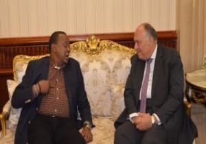 شكرى يلتقى رئيس كينيا خلال توقفه بمطار القاهرة وينقل له تحيات السيسى