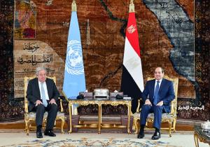 الرئيس السيسي وسكرتير عام الأمم المتحدة يؤكدان الرفض التام والقاطع لتهجير الفلسطينيين من أراضيهم