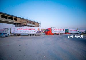 اصطفاف مئات شاحنات المساعدات بمدينة العريش استعدادًا لدخولها إلى قطاع غزة| فيديو