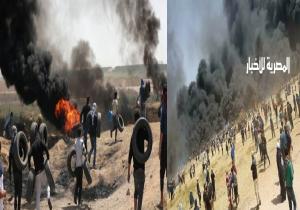 مواجهات مع قوات الاحتلال وحرق إطارات السيارات في جمعة الكاوشوك