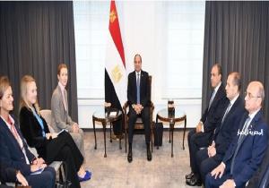 الرئيس السيسي يستقبل الممثلة العليا للاتحاد الأوروبي للشؤون الخارجية بمقر إقامته في بروكسل