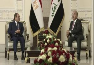 الرئيس السيسي يلتقى برهم صالح على هامش مؤتمر بغداد للحوار والشراكة