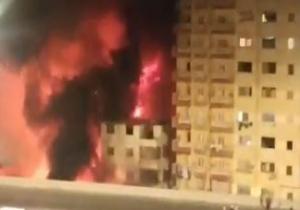 حريق هائل فى عقار على الطريق الدائرى اتجاه المريوطية.. صور