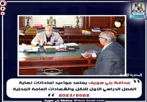 محافظ بني سويف يعتمد مواعيد امتحانات نهاية الفصل الدراسي الأول لسنوات النقل والشهادات العامة المحلية للعام  2022/2023