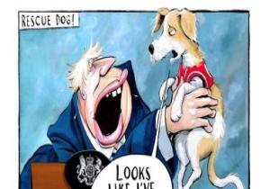 "كلب" بوريس جونسون يصرف الانتباه عن أزمات "بريكست" فى كاريكاتير "التايمز"