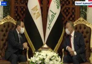جلسة مباحثات بين الرئيس السيسى ورئيس الوزراء العراقى فى بغداد