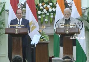نتتطلع إلى زيادة الاستثمارات الهندية في مصر.. نص كلمة الرئيس السيسي خلال مؤتمر صحفي مشترك مع رئيس وزراء الهند